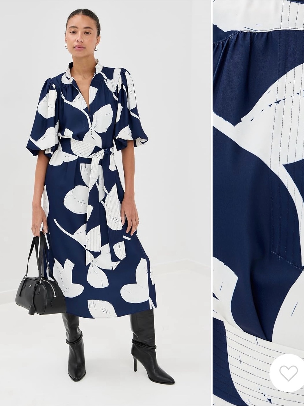 Figue Dani dress. Navy & White Floral Tie-Waist Midi Dress